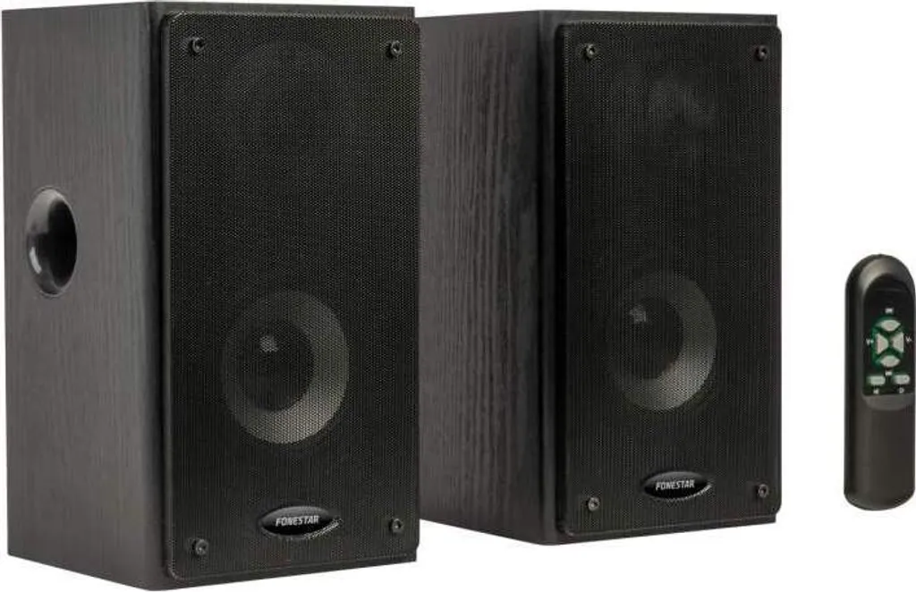 Haut-parleurs Bluetooth amplifiés noirs avec entrées optique et RCA