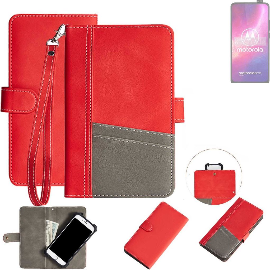 K-S-Trade Handy Schutzhülle für Motorola One Hyper Hülle Portemonnee Brieftasche Klapphülle Kartenfächer Flip Wallet Case Etui
