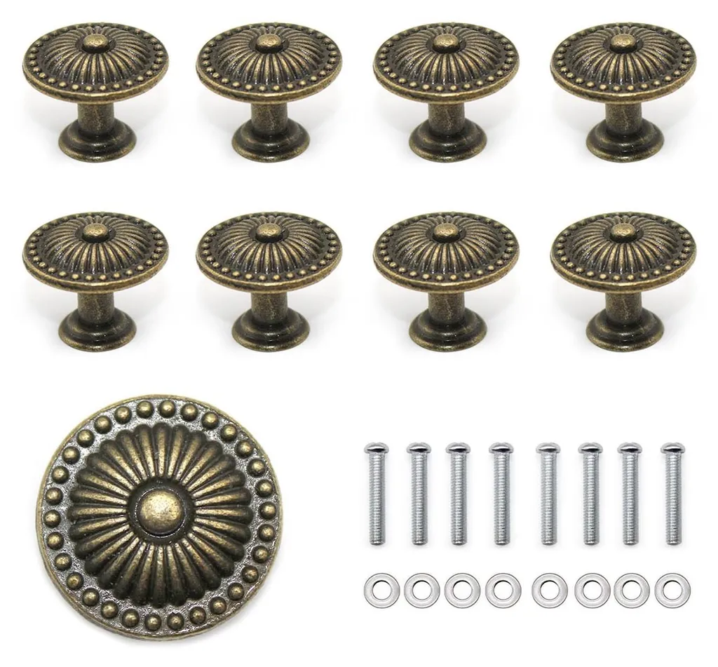 Poignées d'armoire en alliage de zinc bronze 24mm finition rétro lot de 8