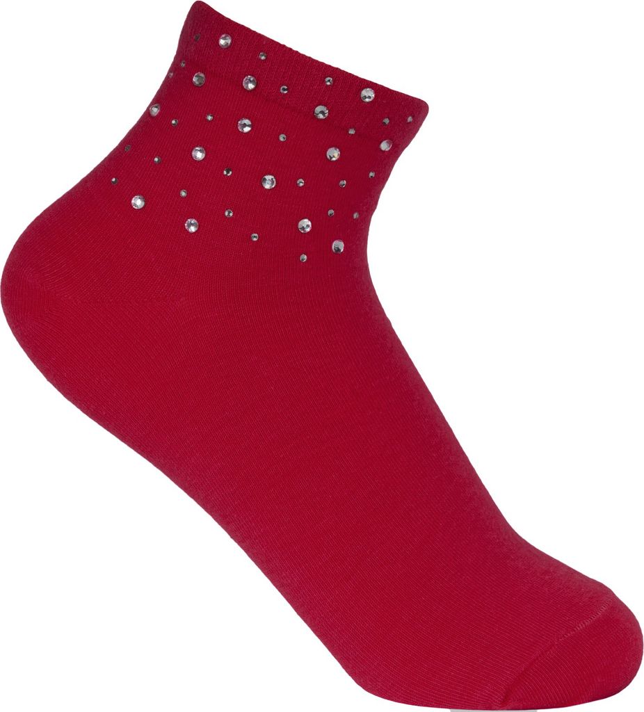 styleBREAKER Damen Socken mit Strass Applikation am Bund, Größe 35-41 EU / 5-9 US / 4-7 UK, Söckchen Glitzersteine 08030014