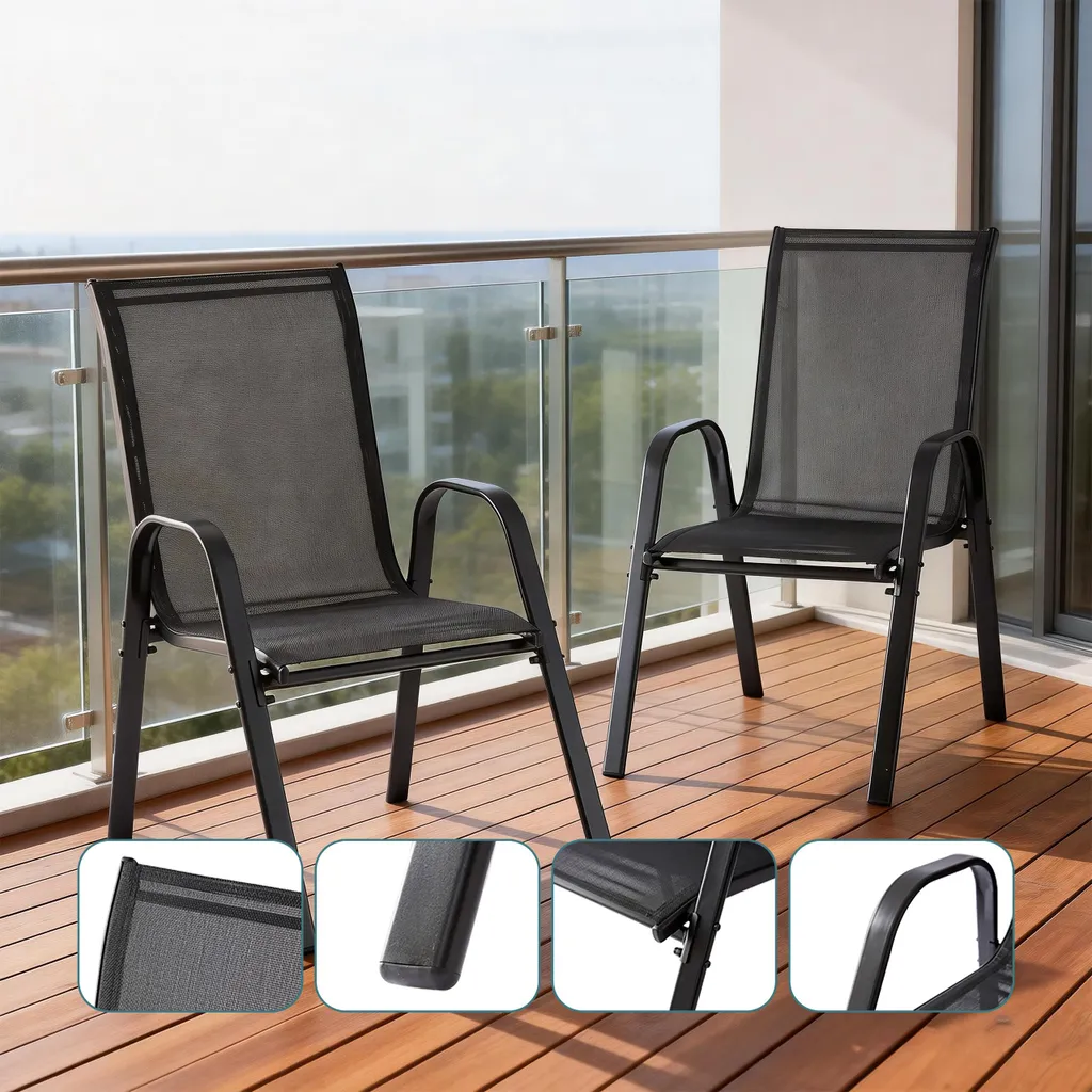 Chaises de Jardin Confortables à Dossier Haut pour Repas en Extérieur - 3