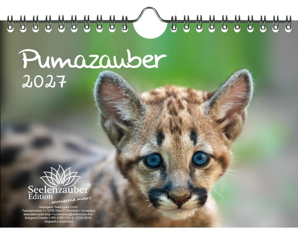 Pumazauber DIN A5 Kalender für 2027 Puma - Seelenzauber