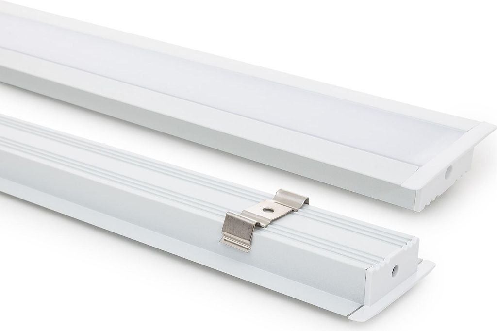 Aluminiumprofil Einbau für LED Streifen bis 31 mm Weiß 2 m Weiß transluzent