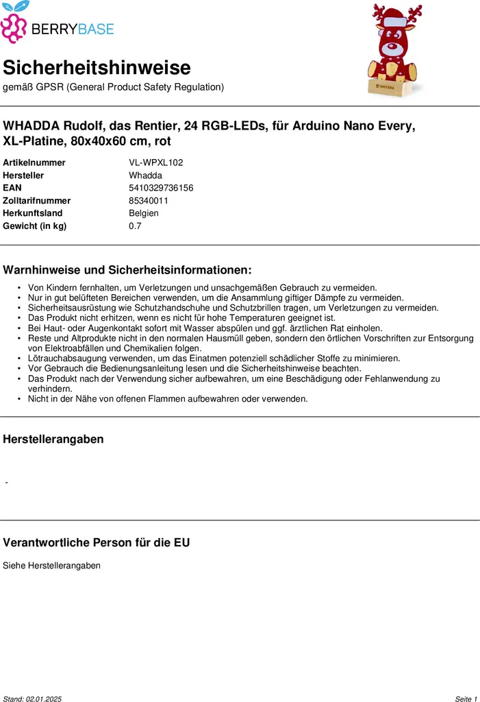 Kit de programmation XL Rudolf le renne version rouge avec électronique - 5