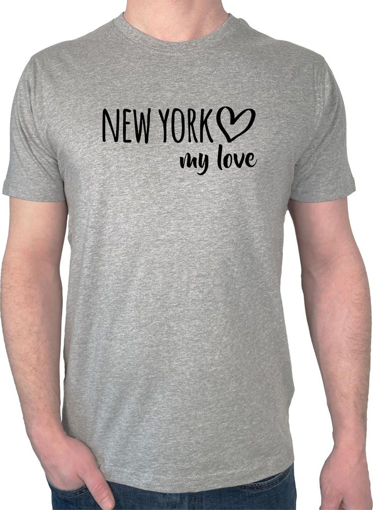 Huuraa Herren T-Shirt New York my love XXL Sport Grey Bio Baumwolle Fairtrade Herrenshirt Geschenkidee
