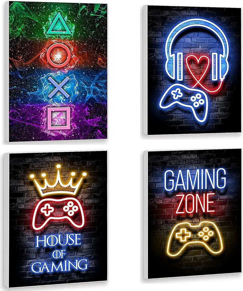 Set Déco Salle de Jeu Playstation - Posters avec Cadres pour Gamer Pro