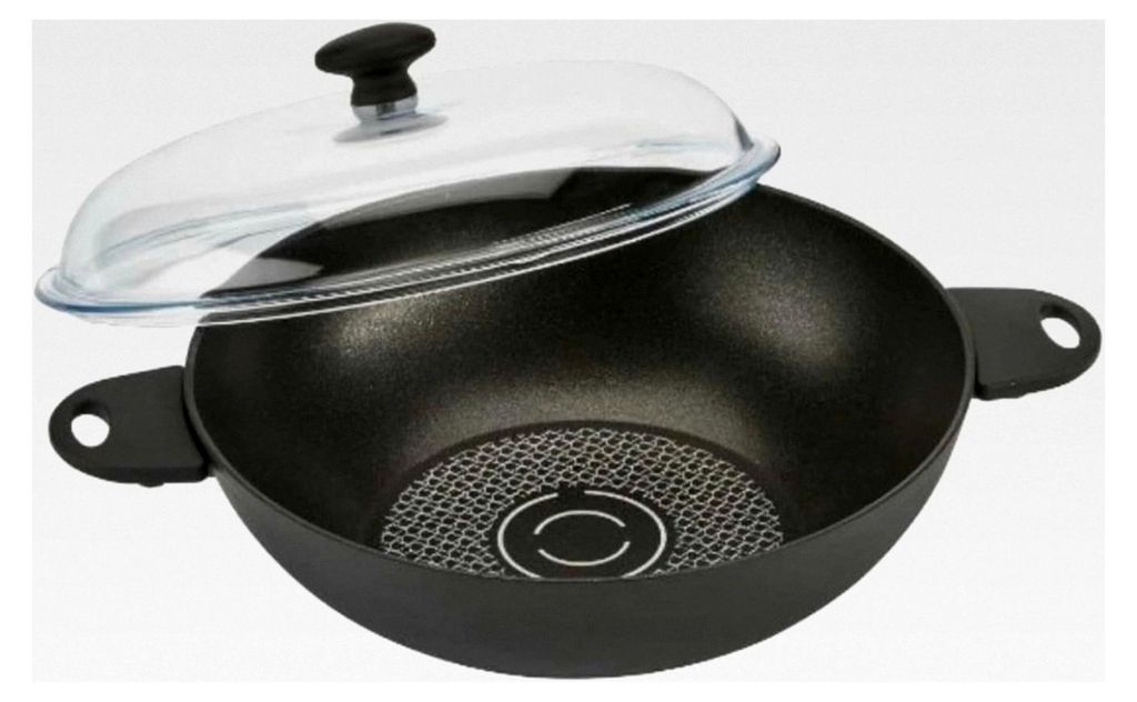 Wok-Pfanne mit Glasdeckel, 32 cm