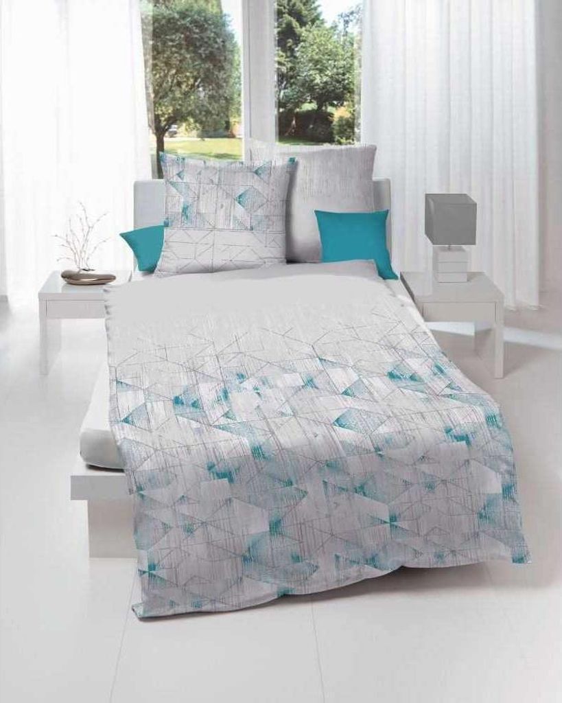 Kaeppel Mako-Satin Bettwäsche Realize Geometrisch 100% Baumwolle Reißverschluss Bettbezug Kissenbezug Bettgarnitur Bettwäsche-Set 135x200 cm Tü...