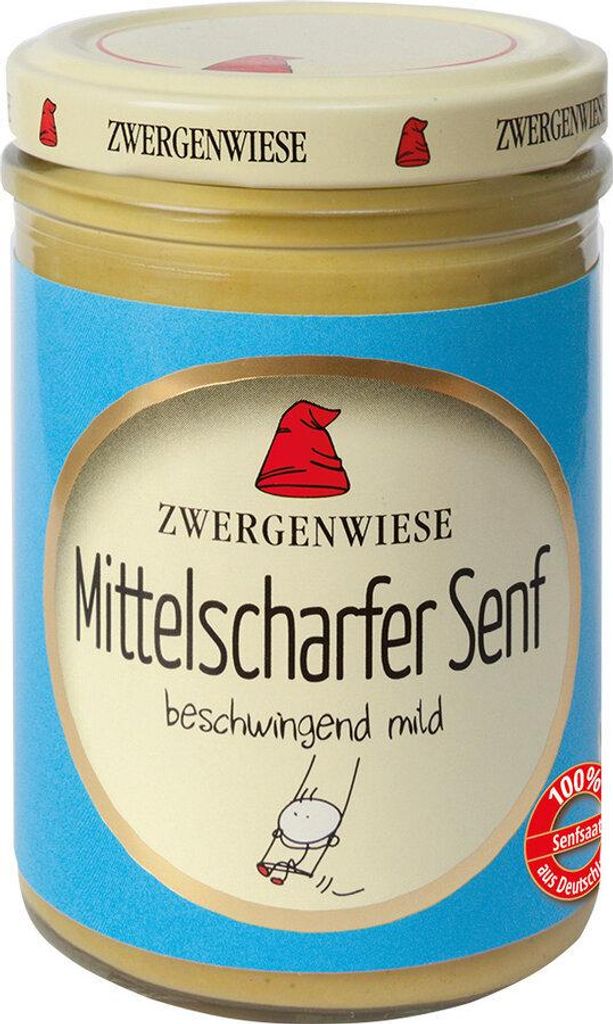 Zwergenwiese Mittelscharfer Senf 6x160ml, BIO Senf im Glas