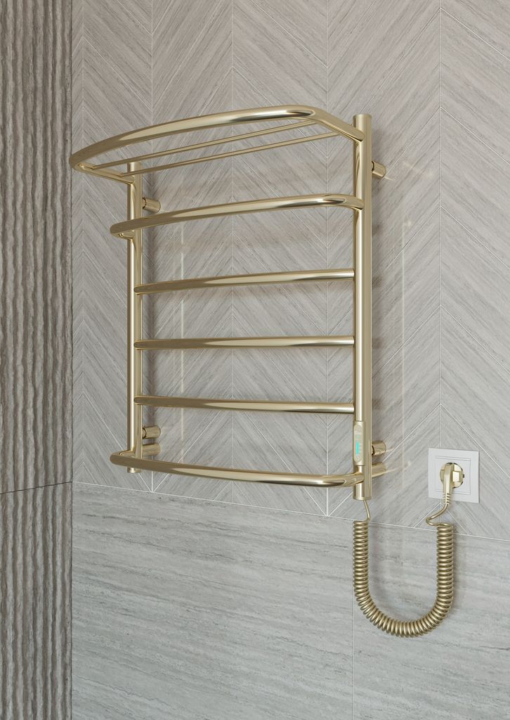 Elektrischer Badheizkörper Mit Regal 60x53 cm Gold Edelstahl timer 3h 105W unsichtbare Befestigung Luxus Designheizkörpern für Bad