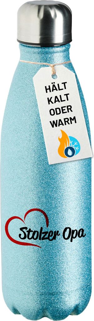 Huuraa Trinkflasche Stolzer Opa Herz 500ml Blue Edelstahl Wasserflasche Trinkflasche Geschenkidee
