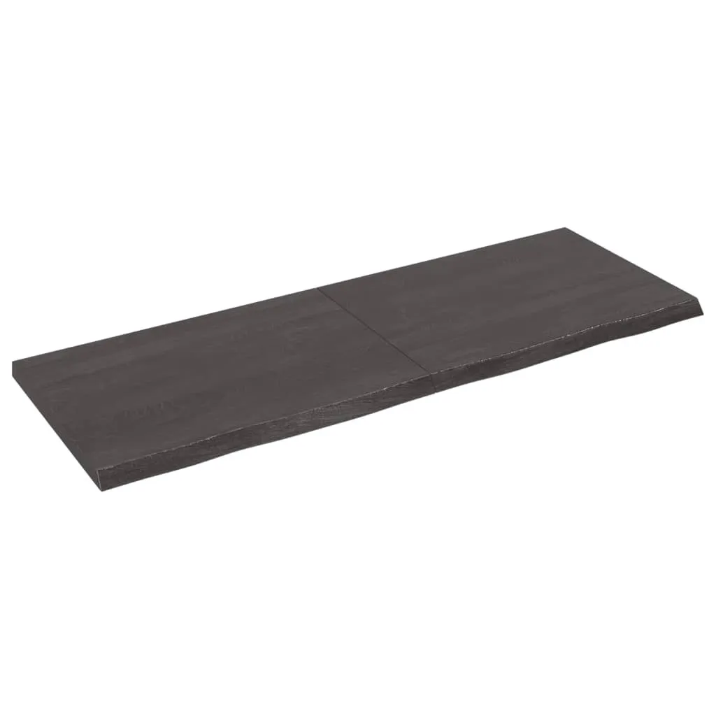 Piano Tavolo Rovere Massiccio 140x50 cm Marrone Scuro | Vero Legno - 1