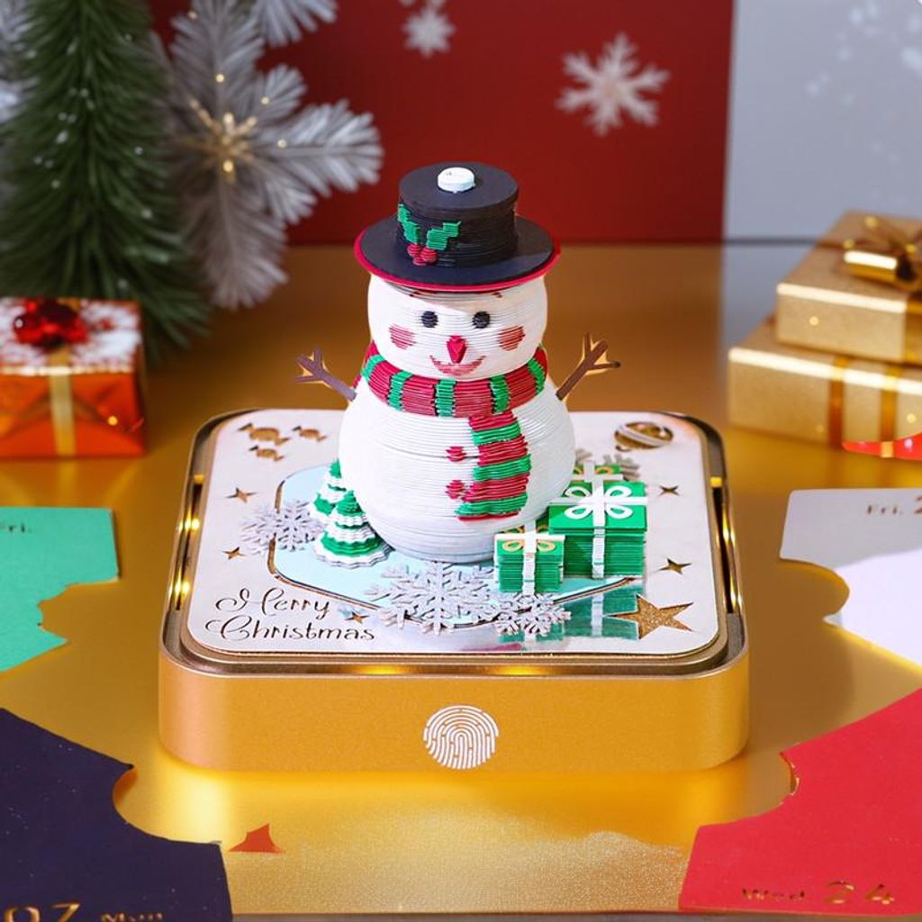2026 Tischkalender mit LED-Lichtern, Kreativer 3D-DIY Kalender aus Papier, Kunsthandwerk und Papierschnitzerei, Schreibtisch-Dekoration, Haus-Skulp...