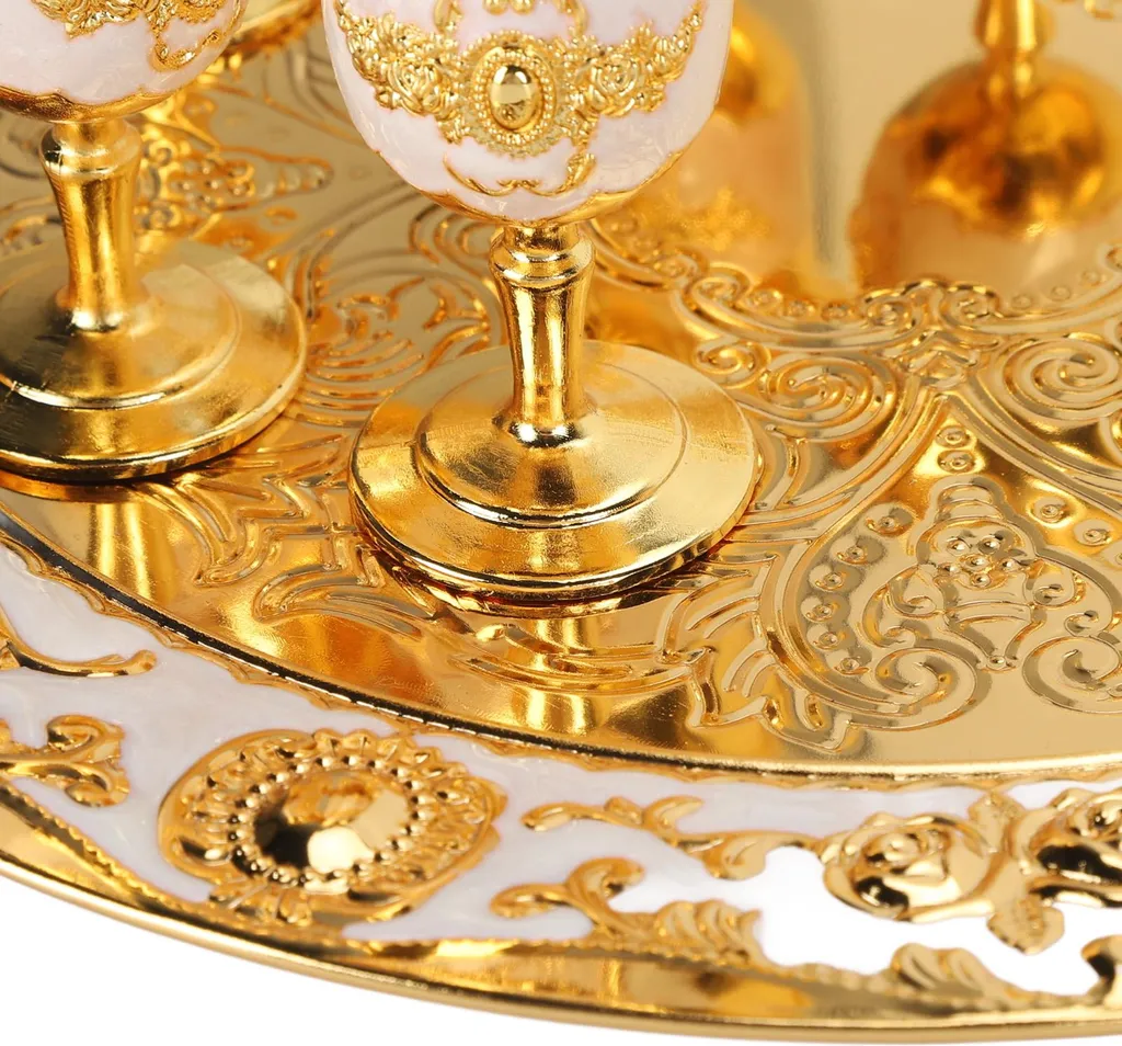 Set de café européen innovant en métal doré, tasses design vintage