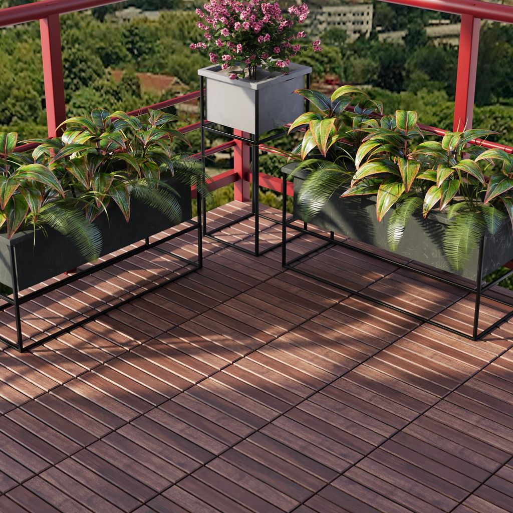 Click tiles 'Alliste' set di 10 6 doghe in legno d'acacia Immagine del prodotto 