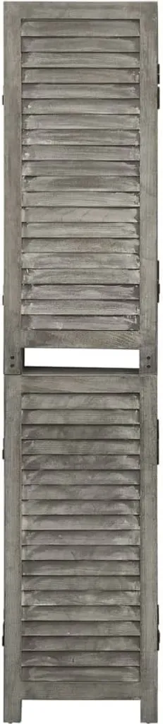 Paravent en bois massif 5 volets gris pour décoration et agencement