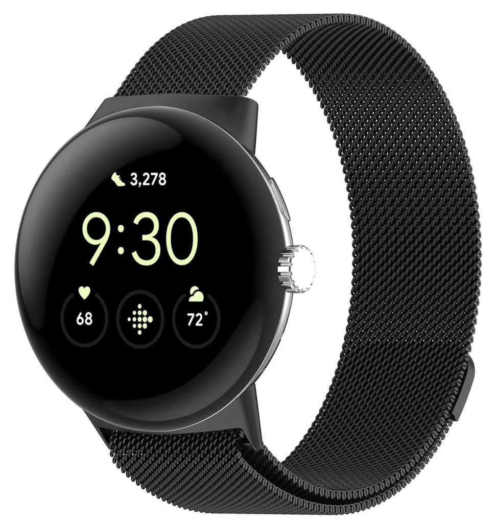 Smartwatch Armband Metall für Google Pixel Watch 4 / 3 / 2 41mm Magnet Schwarz