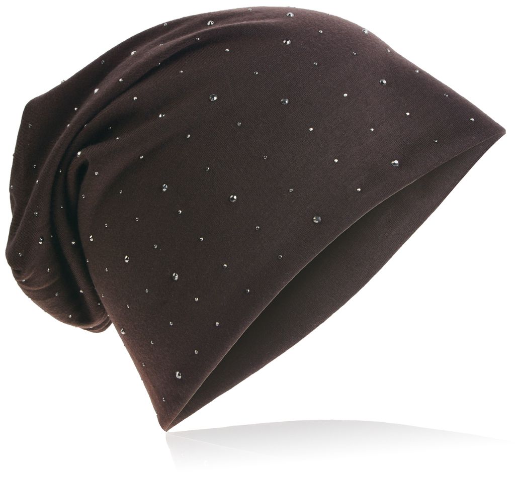Beanie Muetze Strass Nieten Sattelbraun Produktbild 