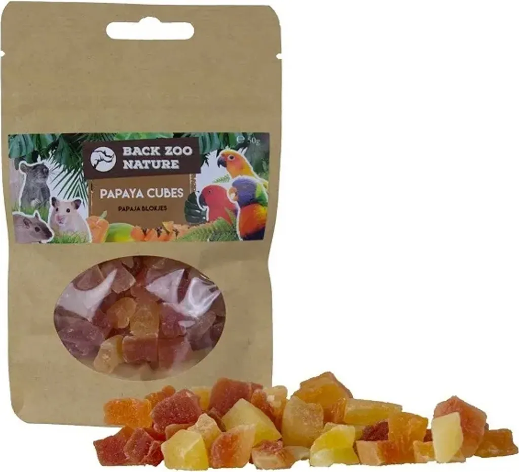 Back Zoo Nature Cubetti di Papaya Essiccata 50g per Pappagalli - Snack Naturale