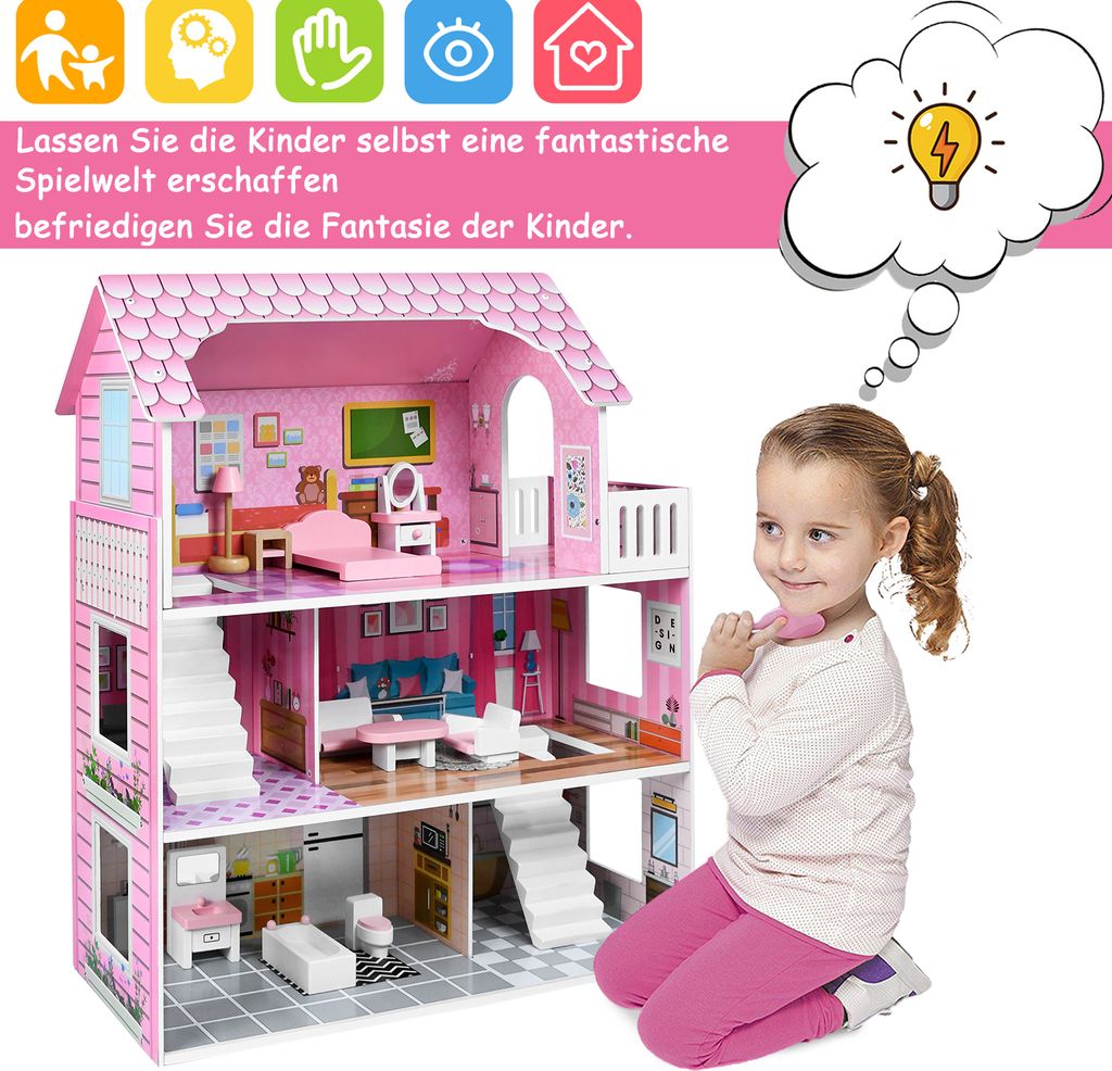 Produktbild von Puppenhaus Sandy Möbliert Holz 2 Etagen