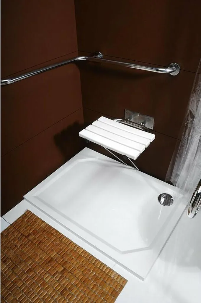 Siège de douche escamotable HELP avec jambe de force en acier blanc - 6