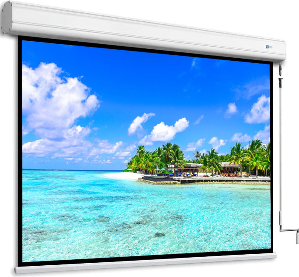 16:9 DELUXX Professional Elegance Beamer Kurbelleinwand 193 x 103 (183x113)cm (15856) / Gehäuselänge 200cm / FULL HD / 3D / 4K / HDTV