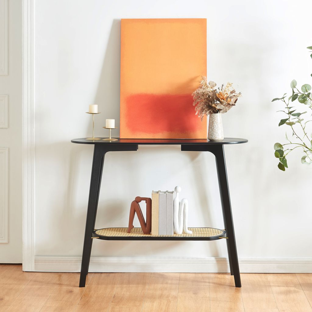 Konsolentisch 'Taivalkoski' Bambus 100 x 35 x 80 cm Schwarz