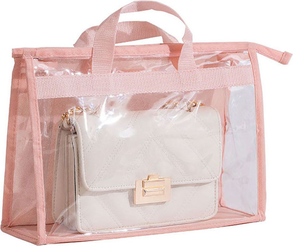 Handtasche Geldbeutel Speicherorganisator transparenter Anti-Staub-Abdeckbeutel mit Griff-Rosa ,Größen:M