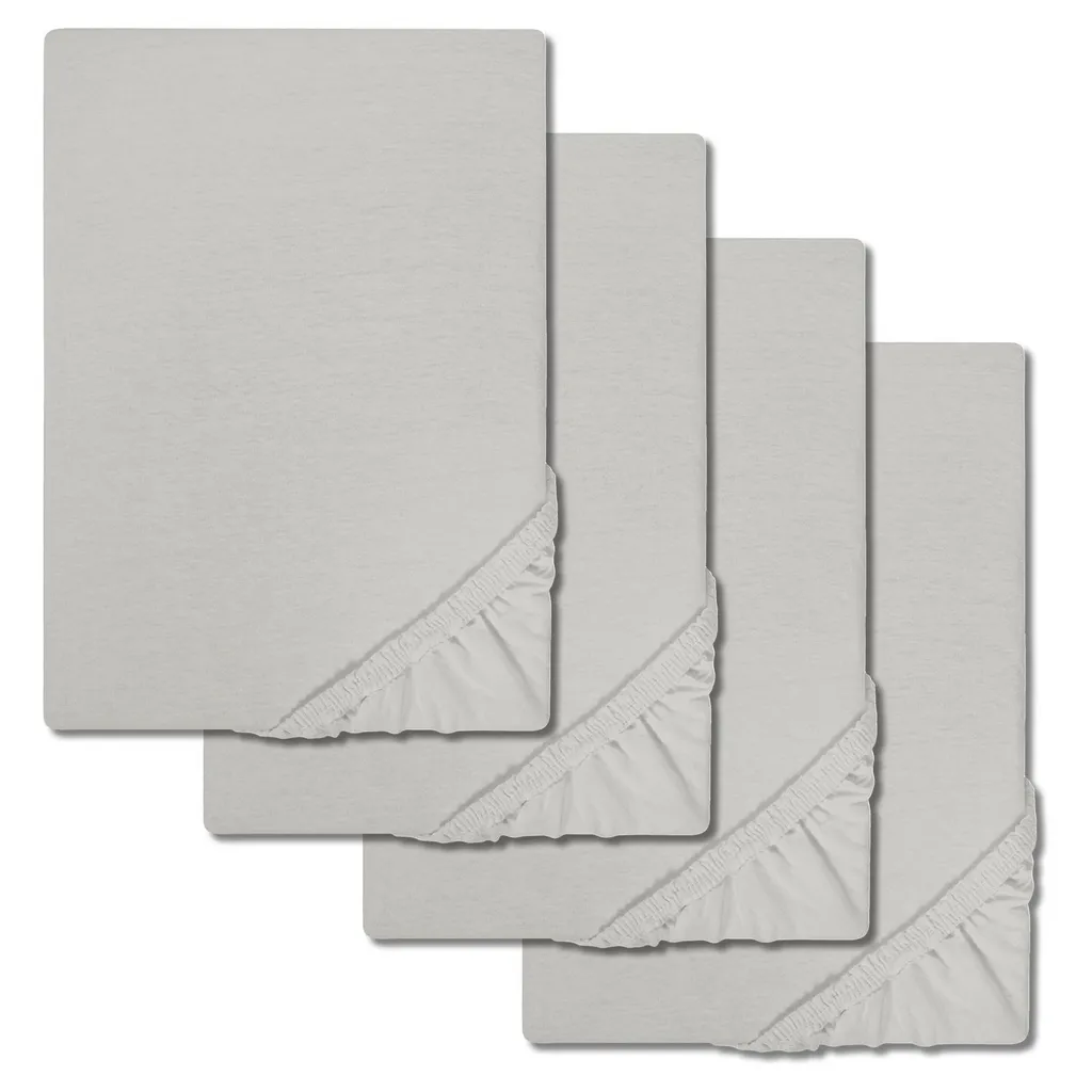CloudComfort Basic: 4 Lenzuola Jersey Grigio Argento 180x190-200x200 - 1