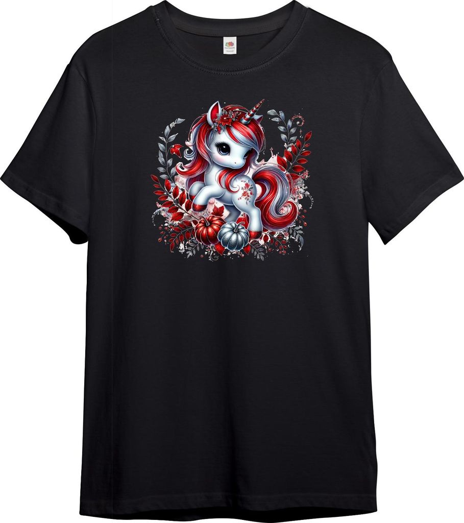 PAULGOS Kinder T-Shirt, Einhorn mit Blumen