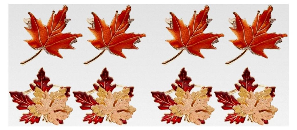 Ahornblatt Serviettenringe 8 Stück Dekorative Serviettenschnallen für Thanksgiving und Herbst Tischdekoration