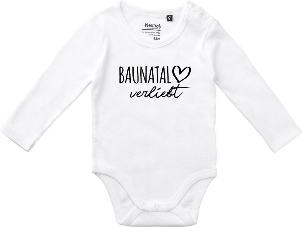 Huuraa Baby Body Baunatal verliebt 62 White Baumwolle Fairtrade Langarmbody Geschenkidee