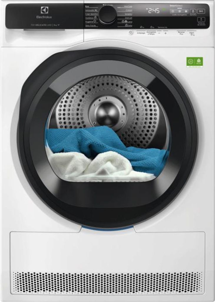 Electrolux EW7H59B, Freistehend, Frontlader, Wärmepumpe, Weiß, Tasten, Drehregler, Rechts
