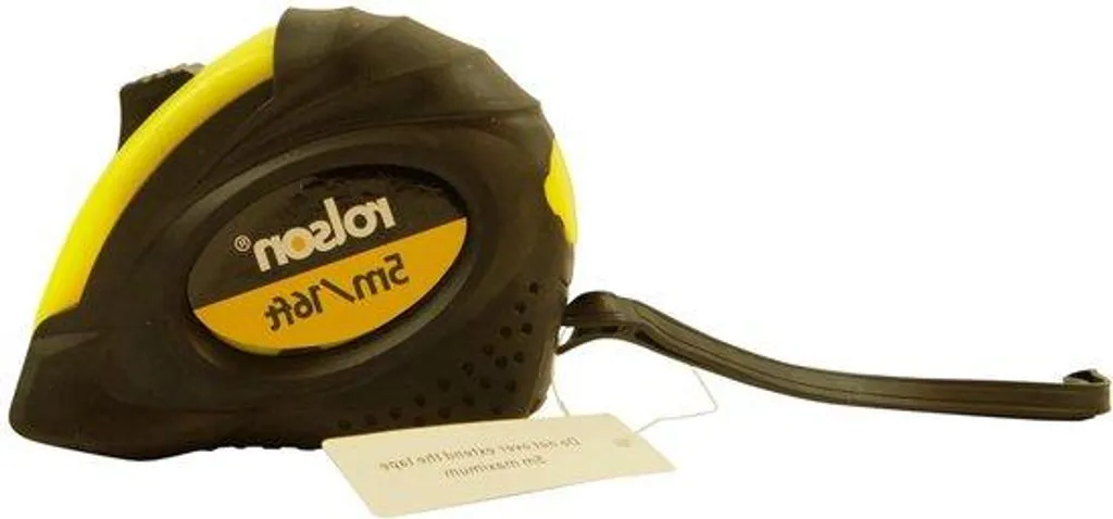Mètre ruban 5m x 19mm : ne perdez plus vos outils avec ce design jaune noir