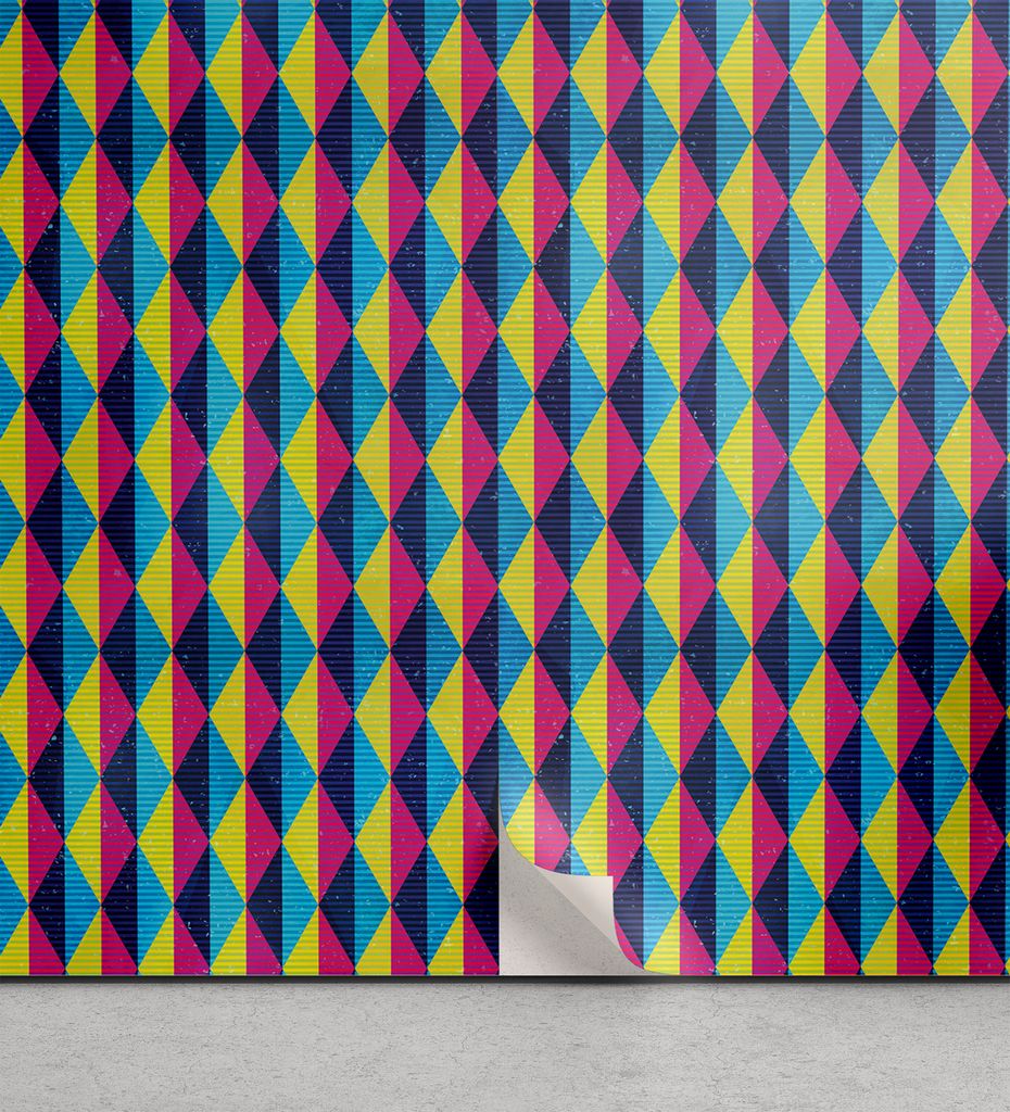 ABAKUHAUS Jahrgang abziehbare & klebbare Tapete für Zuhause, Sechziger-Dreieck Motive, selbstklebendes Wohnzimmer Küchenakzent, 33 cm x 180 cm, M...