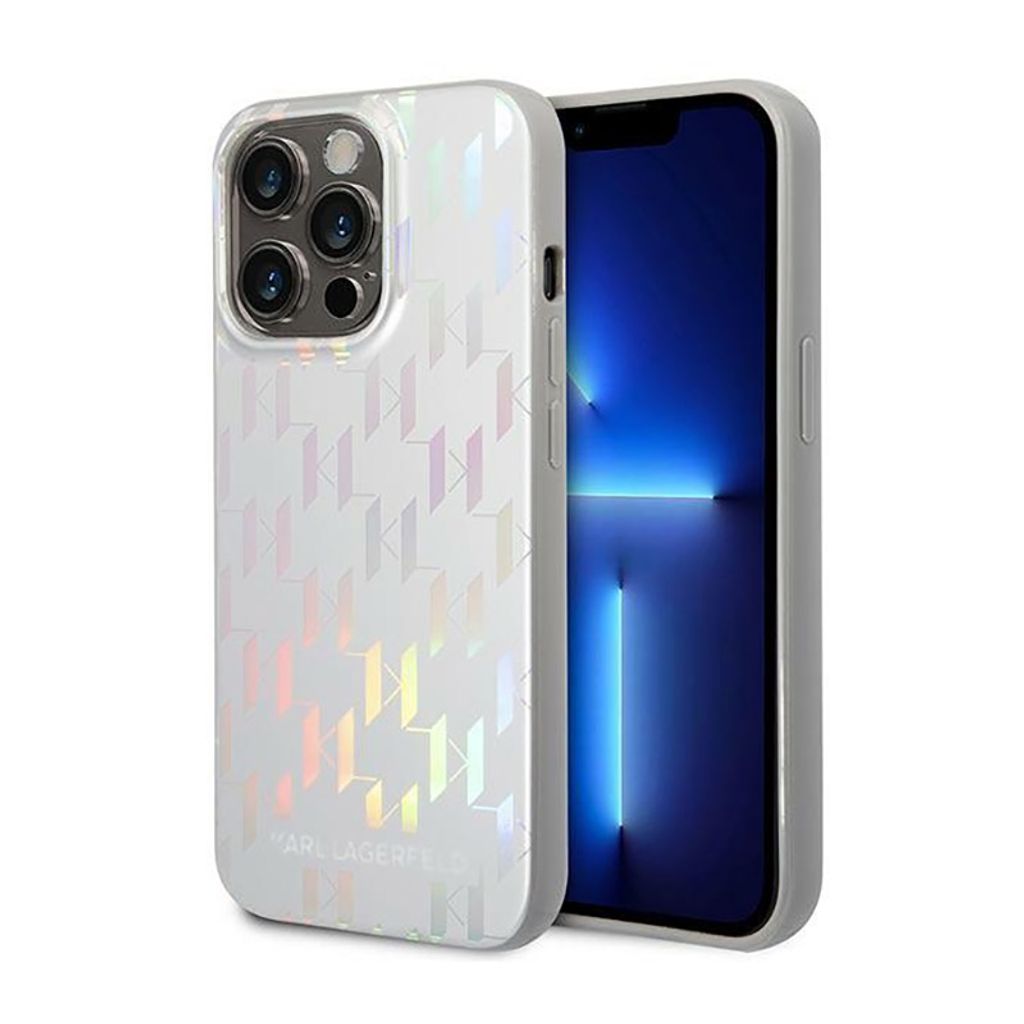 Karl Lagerfeld KLHCP14XLGMMSV3 iPhone 14 Pro Max 6,7 Hardcase Silber / Silber Monogram Iridescent Handyhülle