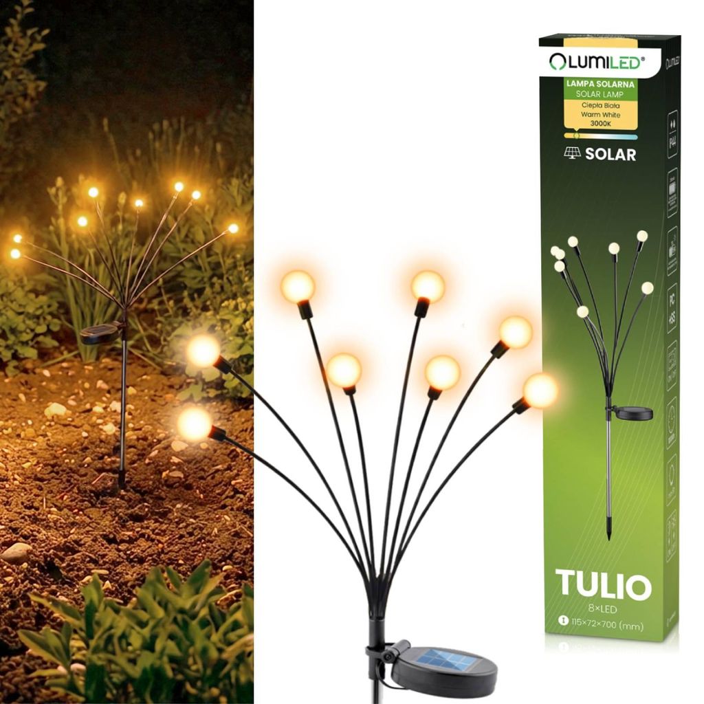 LUMILED Glühwürmchen Solarlampe für Außen 70 cm Glühwürmchen Leuchte Garten Solarlampe mit Erdspieß Bienen Solar Wegeleuchte Warmweiß 3000K...