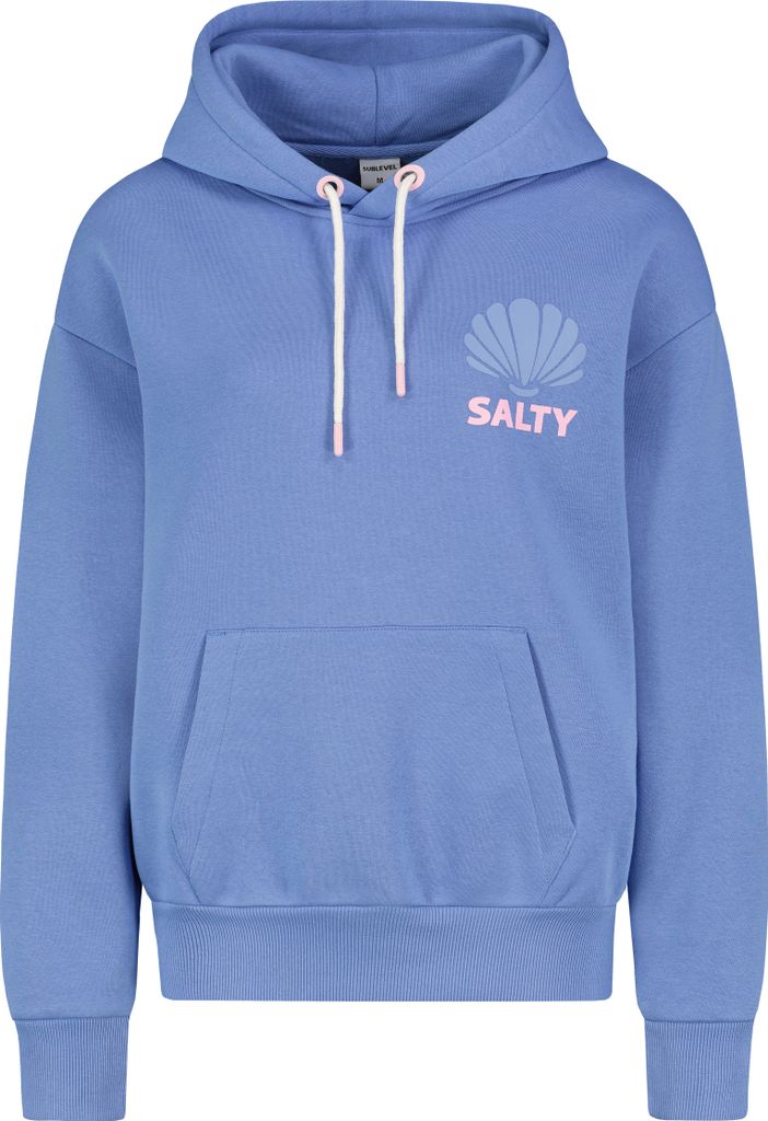 Sublevel Pullover mit Kapuze, Kängurutasche und Palmen-Print Größe: S