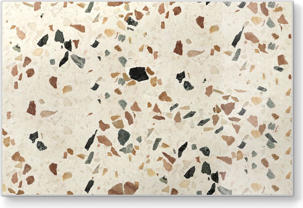 DEQORI Schneidebrett Glas 30x20 cm 'Bunter Terrazzo-Stil' Schneideplatte Servierplatte