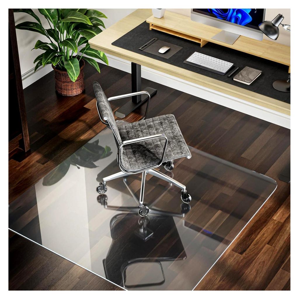 Bodenschutzmatte für Bürostühle – transparente, rutschfeste Stuhlunterlage für Teppich und Hartböden, 90×120 cm, milchweiß
