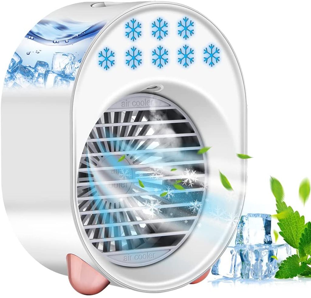 Neu Mini Air Cooler Fan Luftkühler Klimagerät Befeuchter Ventilator Nachtlicht 
