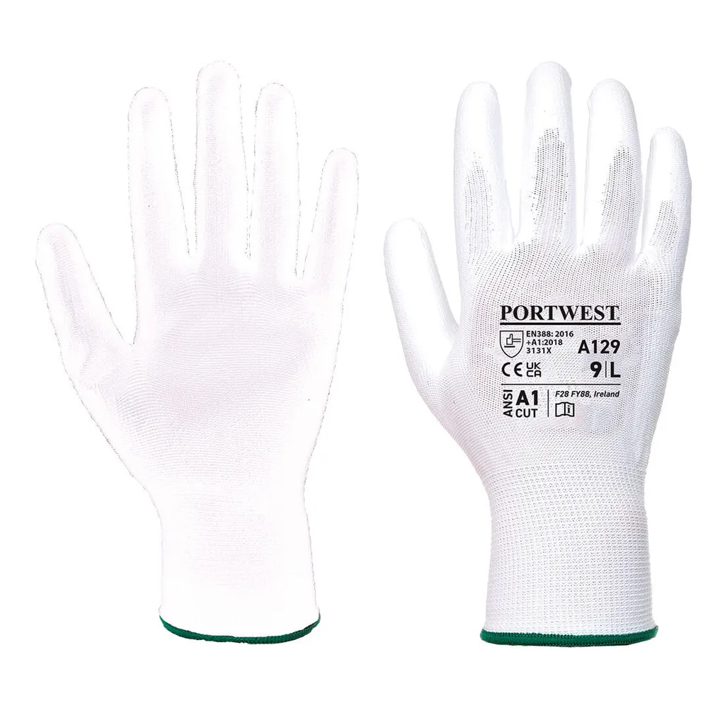 Gants de manutention fine Portwest A129 Blanc PU - Lot de 480 - Taille XS
