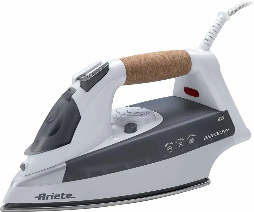 Fer à Vapeur Anti-Plis Ariete 2200W Inox avec Poignée Liège Anti-Fatigue