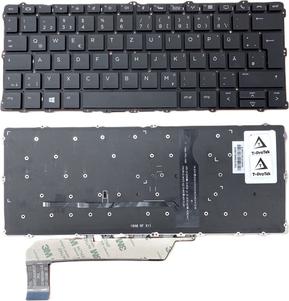 Tastatur - Farbe: Schwarz - mit Beleuchtung - ohne Rahmen Deutsches Tastaturlayout kompatibel für HP P/N: 911747-041
