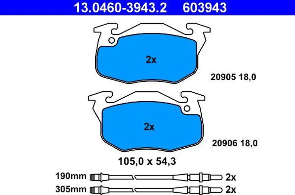 Plaquettes de frein haute performance ATE 13.0460-3943.2 montage facile