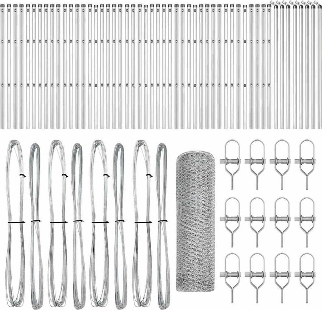 vidaXL Zaunpfosten Silber 100 x 0,5 m (25 mm Netz) Stahl