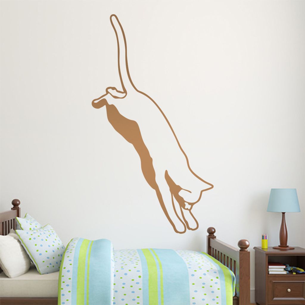 KIWISTAR Katze springt - 7 Leben Jagen Wandtattoo in 6 Größen - Wandaufkleber Wall Sticker - Dekoration, Küche, Wohnzimmer, Schlafzimmer, Badezi...