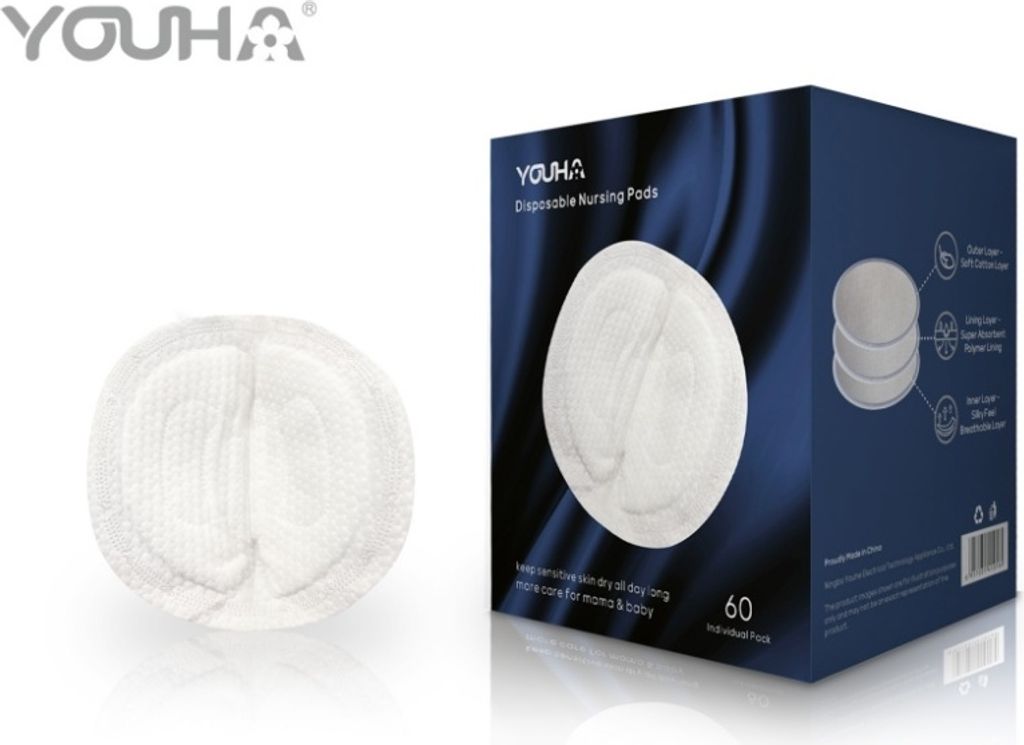 Youha - Stilleinlagen - ultraleicht und diskret - hautfreundlich - 5-Schicht-Absorption - inklusive Klebestreifen - 60 Stück pro Packung