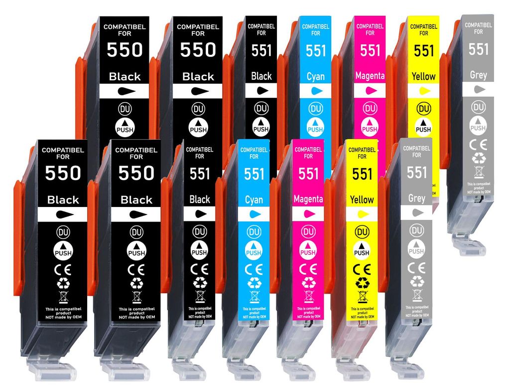 14er Pack Druckerpatronen PGI-550 CLI-551 kompatibel mit Canon Pixma MG 6300