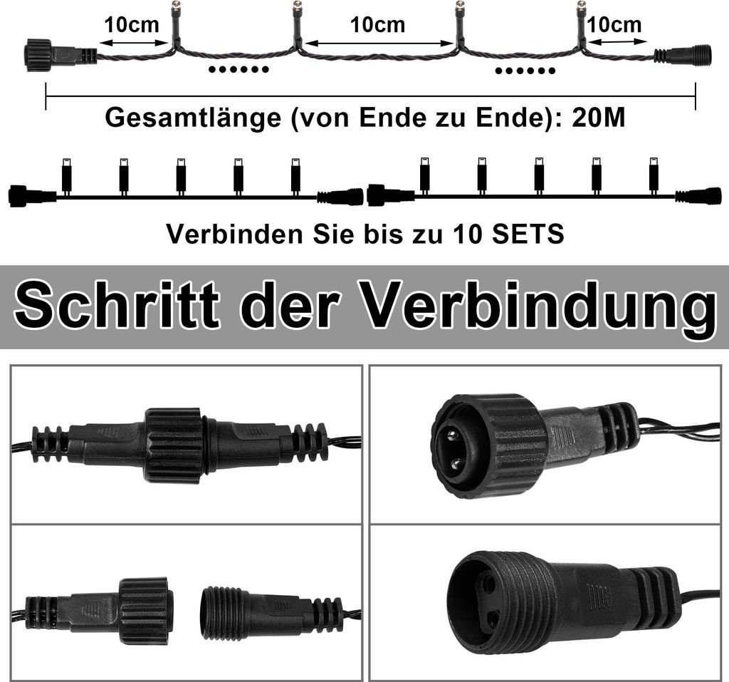 20m 200 LED Grün Lichterkette Wasserdicht Produktbild 6